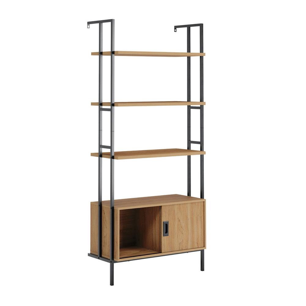 Sauder New Hyde 74 882 In H Serene Walnut Engineered Wood 4 Shelf Wall Mounted Bookcase With Sliding Door 426436 The Home Depot - Wall Mounted Bookshelf With Doors Sauder New Hyde 74 882 In H Serene Walnut Engineered Wood 4 Shelf Wall Mounted Bookcase With Sliding Door 426436 The Home Depot - Wall Mounted Bookshelf With Doors