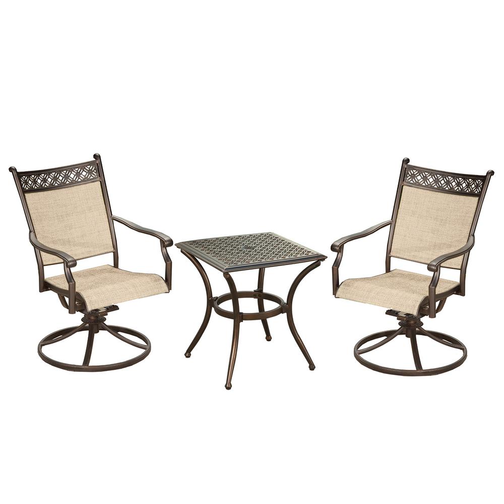 Bali Sling 3 Piece Antique Bronze Aluminum Patio Conversation Set