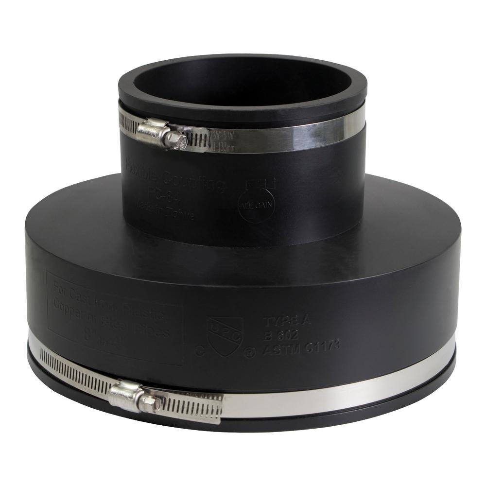 The Plumber's Choice 8 in. x 4 in. PVC Flexible Reducing Coupling with