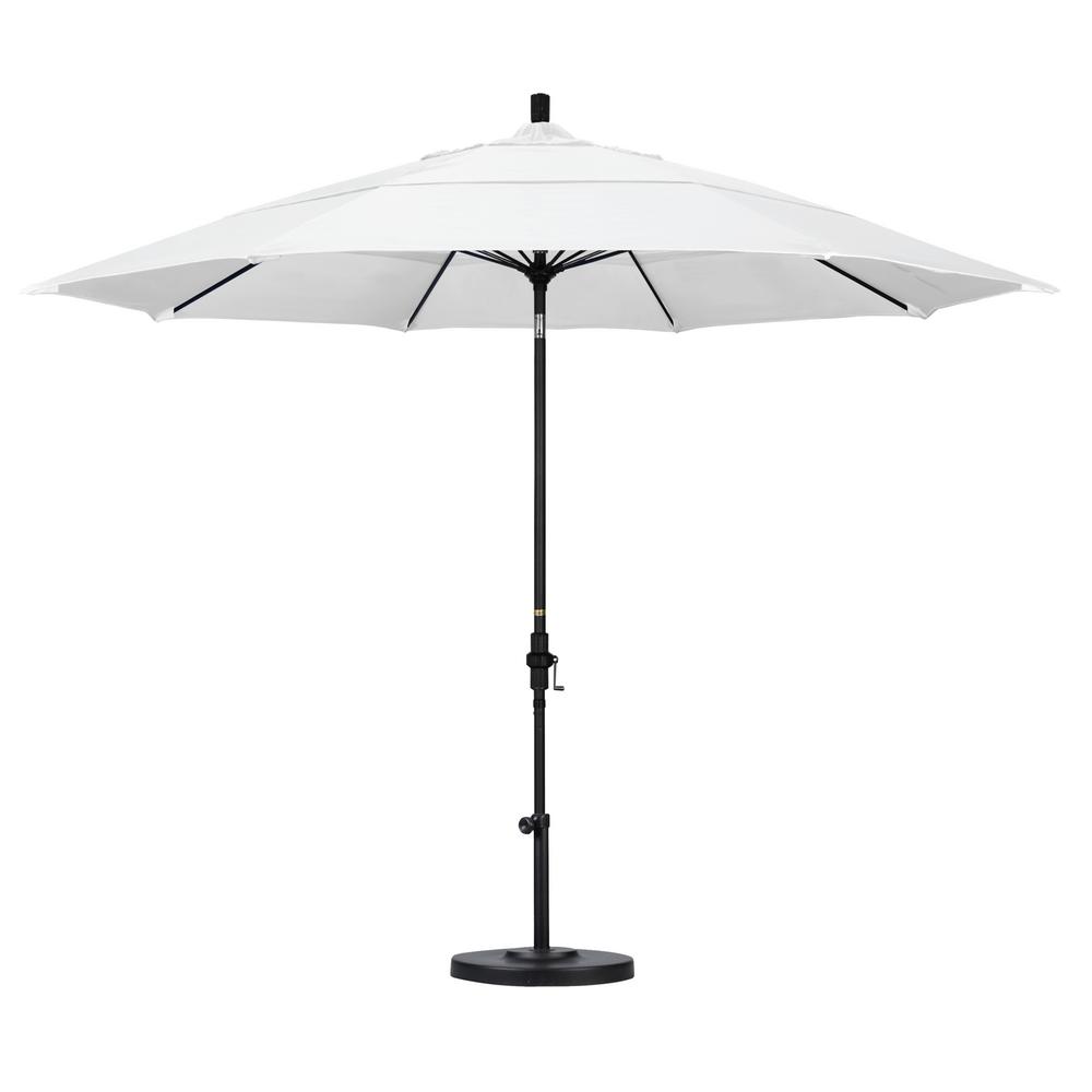 California Umbrella 11 Ft Black Aluminum Pole Market Fiberglass Ribs Collar Tilt Crank Lift Outdoor Patio Umbrella In Natural Sunbrella Gscuf118705 5404 Dwv The Home Depot