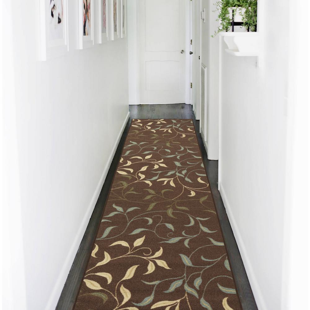 Ottomanson Ottohome Collection Contemporary Leaves Design Chocolate Ottomanson Ottohome Collection Contemporary Leaves Design Chocolate 2 Ft X 7 Runner Rug Oth2068 2x7 The Home Depot