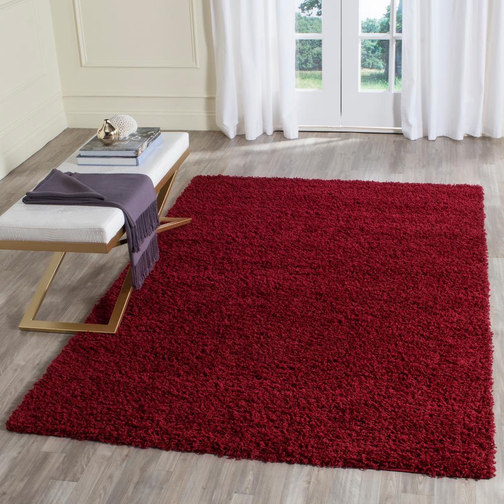 Safavieh Athens Shag Red 8 Ft X 10 Ft Area Rug SGA119R 8 The Home Depot   Red Safavieh Area Rugs Sga119r 8 64 1000 