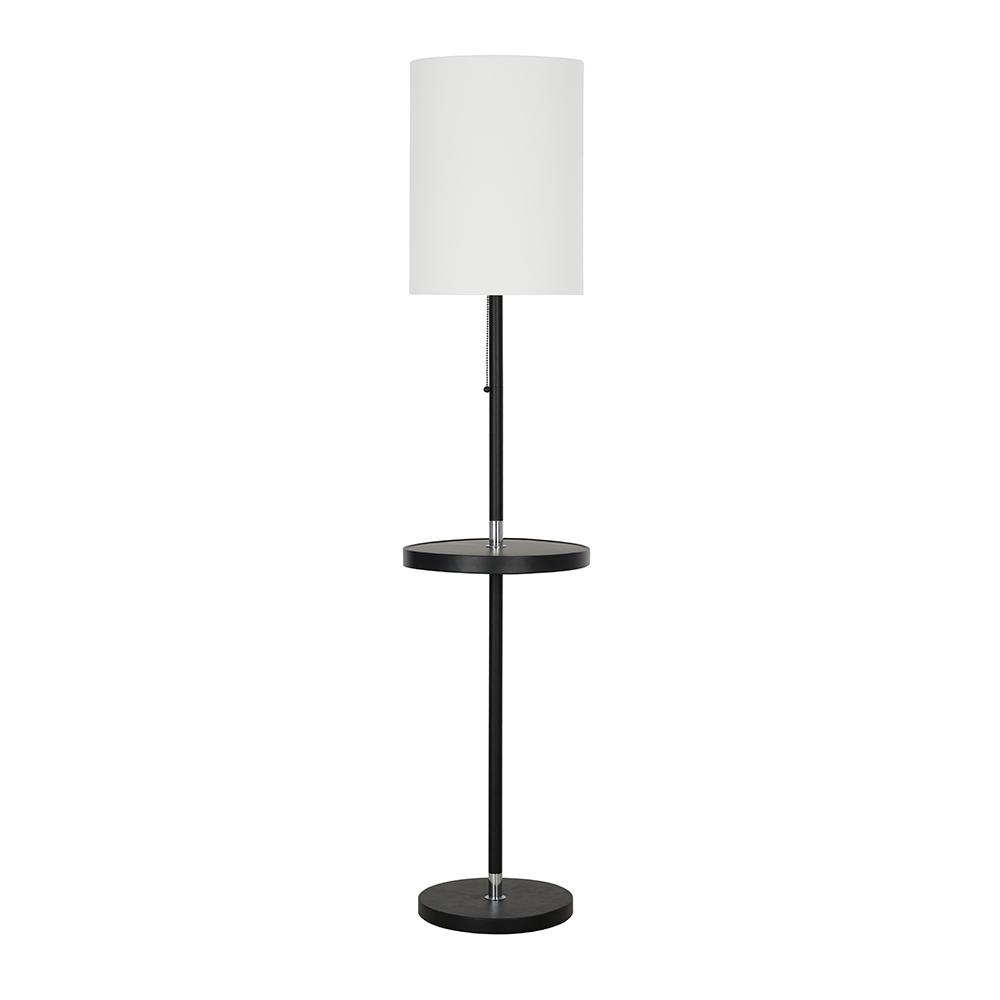 Cresswell 60 In Black With Plated Chrome Metal Accents Transitional Floor Lamp Table Led Bulb Included