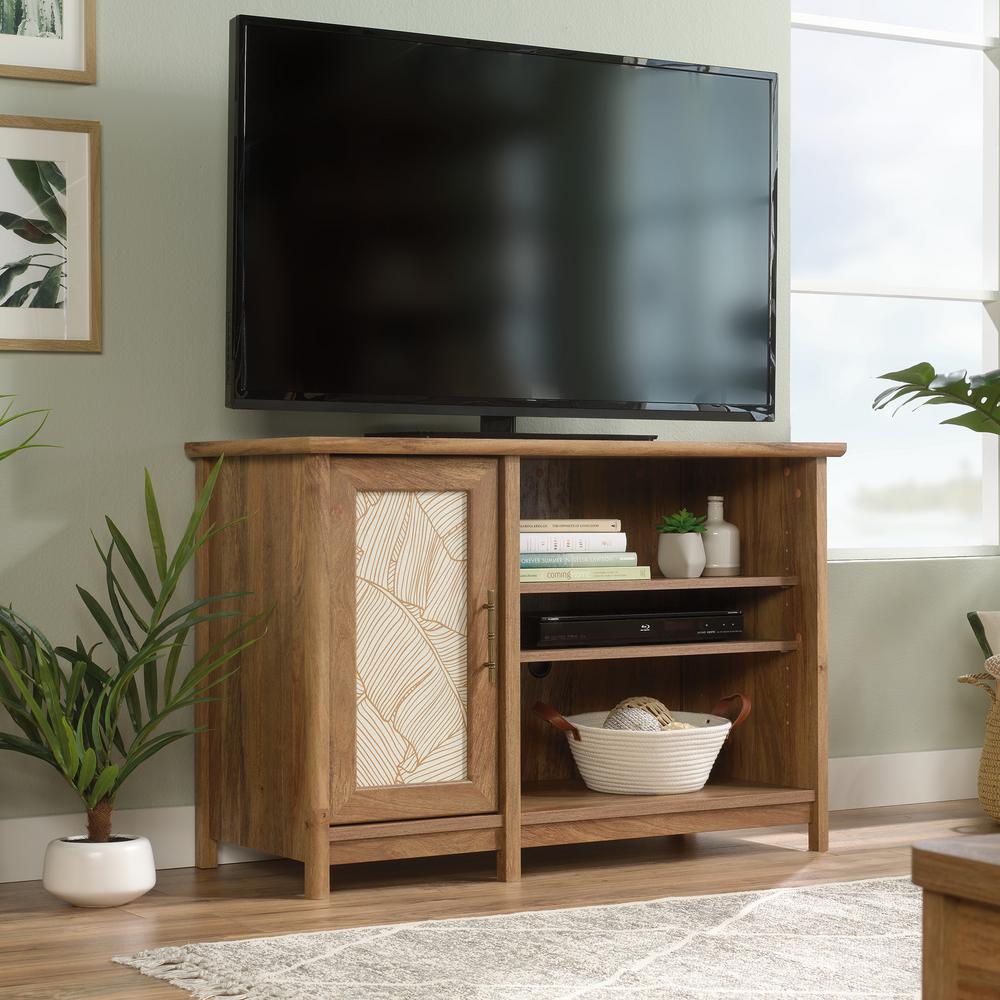 Sauder Coral Cape Sindoori Mango Tv Stand 424799 The Home Depot