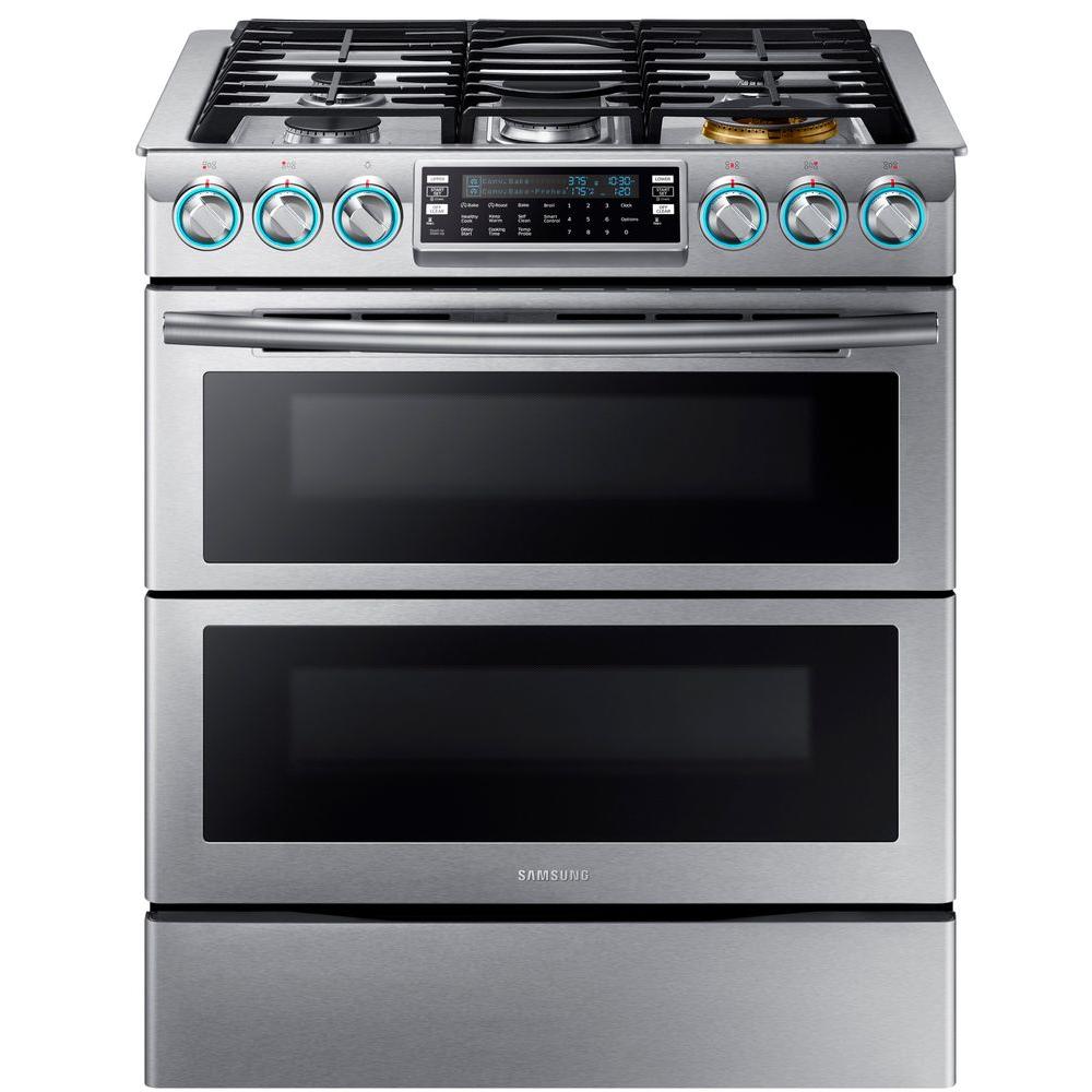 Samsung Flex Duo 5.8 cu. ft. Slide-In Double Oven Gas Range with Self-Cleaning... by Samsung