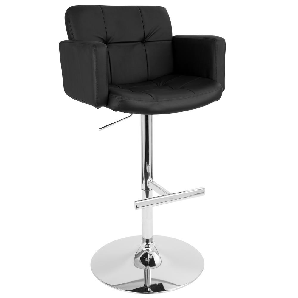 Lumisource Stout Chrome And Black Faux Leather Adjule Height Bar Lumisource Stout Chrome And Black Faux Leather Adjule Height Bar Stool Bs Tw Bk The Home Depot