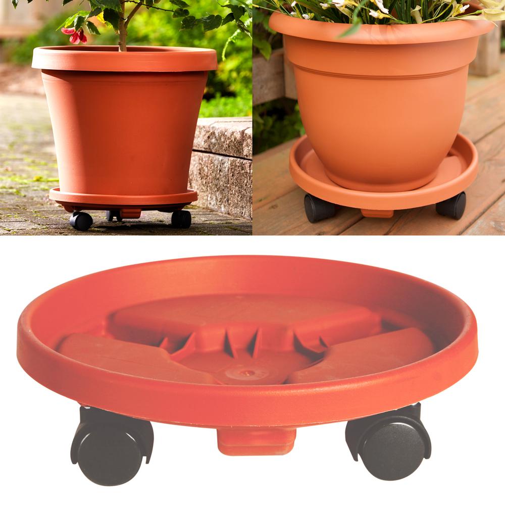 Bloem 12 x 3.5 Terra Cotta Caddie Plant Dolly Plastic Round95122C