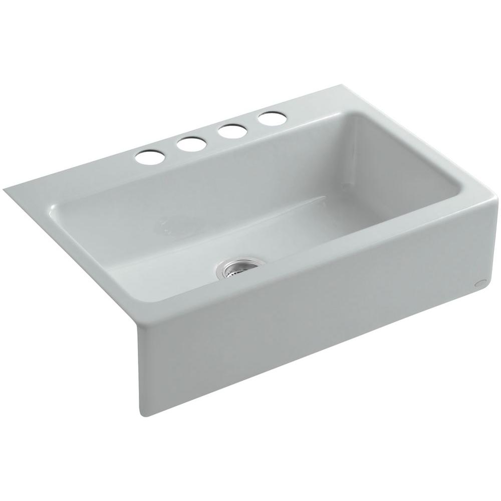 KOHLER Dickinson Undermount Farmhouse Apron-Front Cast Iron 33 in. 4 ...