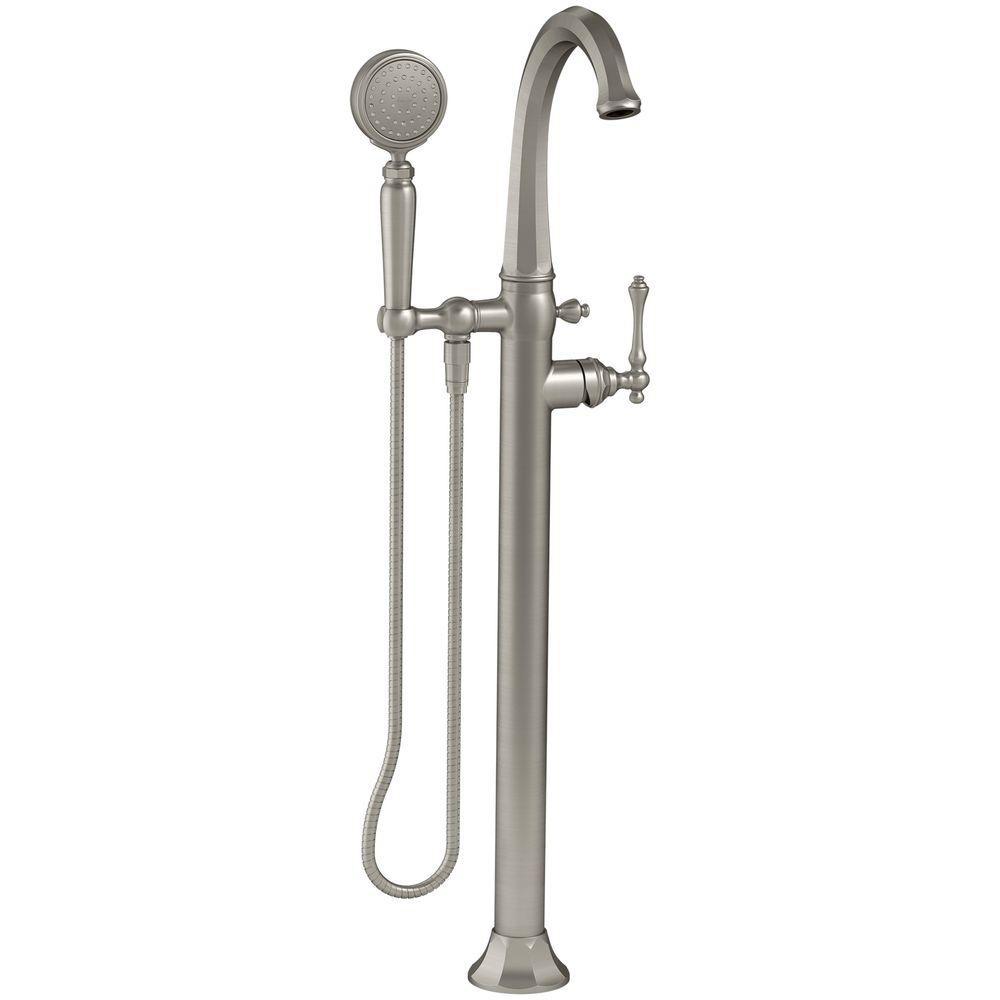 KOHLER Kelston 1Handle Floor Mount Bath Filler with Hand Shower in Vibrant Brushed NickelK 