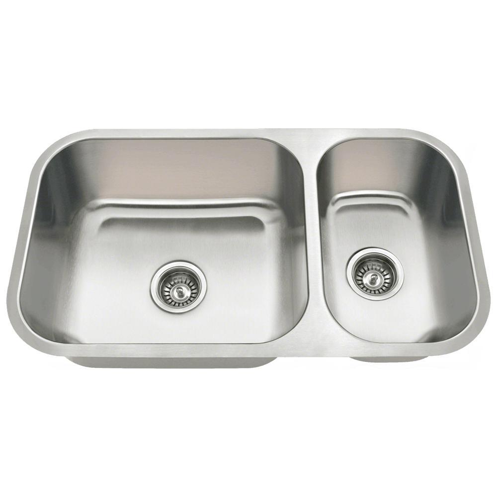 MR Direct Undermount Stainless Steel 32 in. Double Bowl Kitchen Sink in 16 Gauge Stainless Steel Double Bowl Kitchen Sink