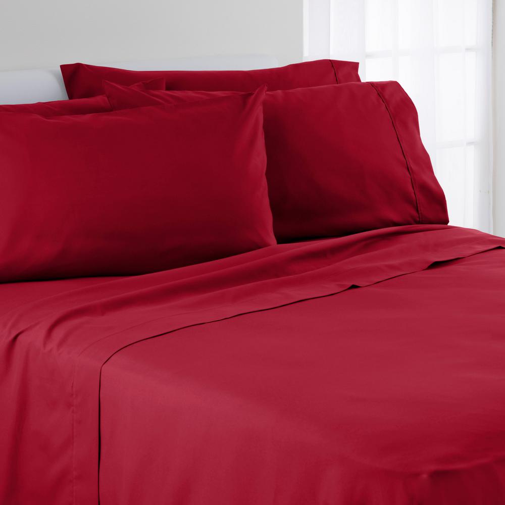 Izod 6 Piece Solid Color Biking Red Polyester Queen Sheet Set Izod 6 Piece Solid Color Biking Red Polyester Queen Sheet Set