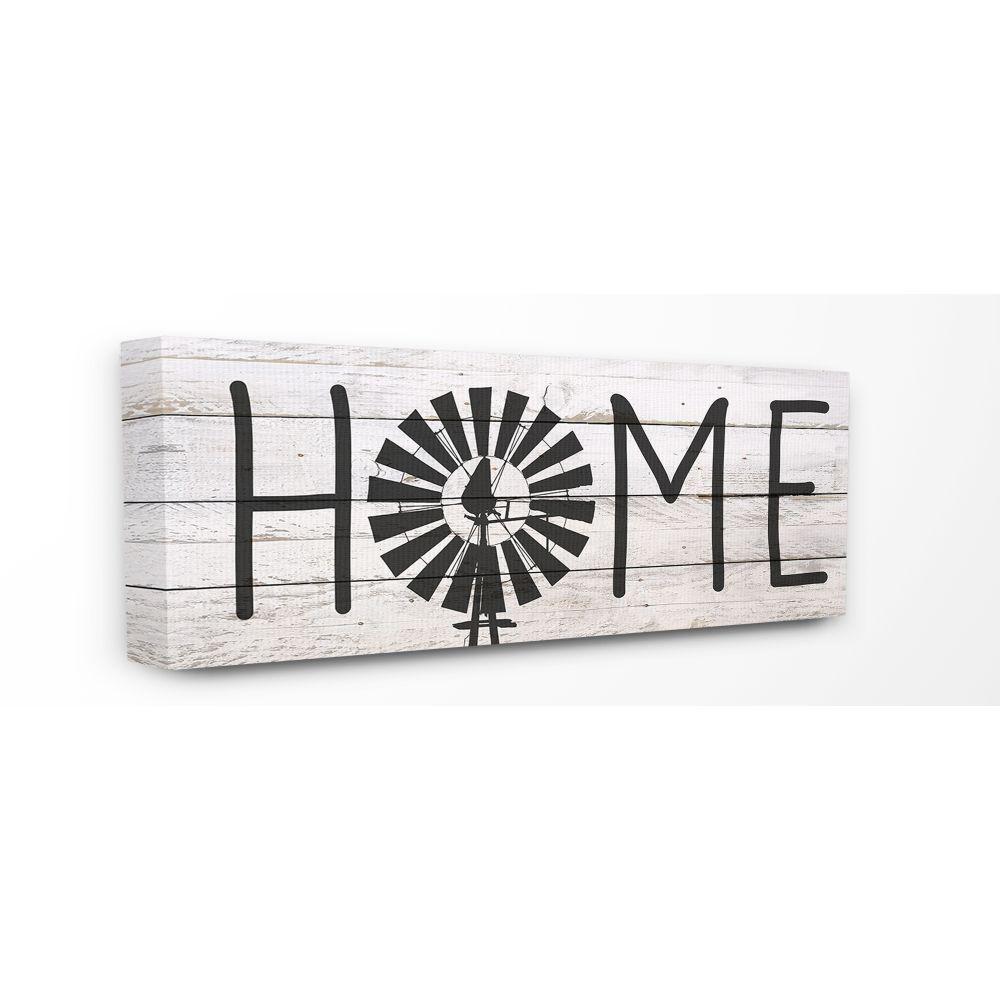 The Stupell Home Decor Collection 10 In X 24 In Farmhouse Planked Look Home Sign With Windmill By Kimberly Allen Canvas Wall Art Rwp 147 Cn 10x24 The Home Depot
