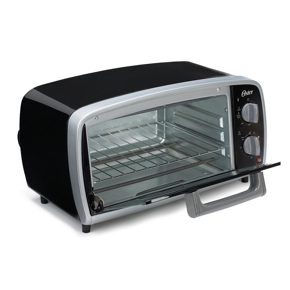 Oster 1000 W 4 Slice Black Toaster Oven With Broiling Rack Insert