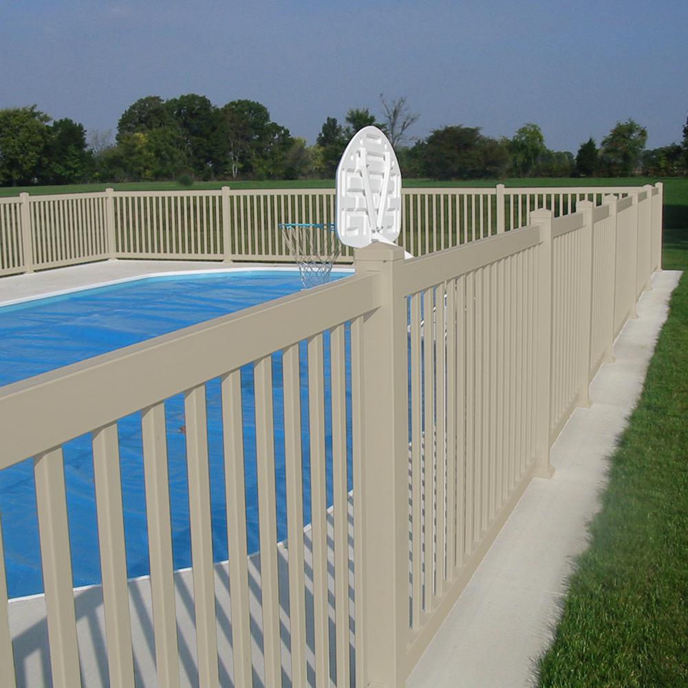 Weatherables Neptune 4 Ft H X 8 Ft W Khaki Vinyl Pool Fence Panel Pkpo 1 5 4x8 The Home Depot