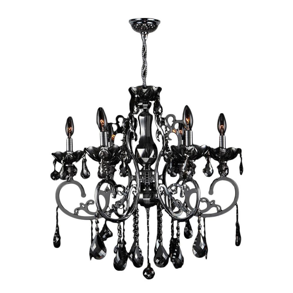 Black Candle Style Special Values Chandeliers Lighting The Kronos 6 Light Chrome With Black Crystal Large Chandelier