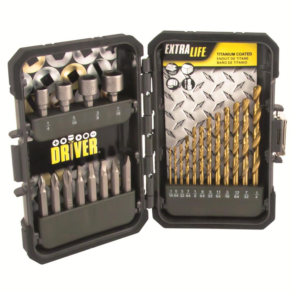 MIBRO Industrial Titanium Drill and Drive Drill Bit Screwdriver Bit, Nut Setter Set 24Piece for
