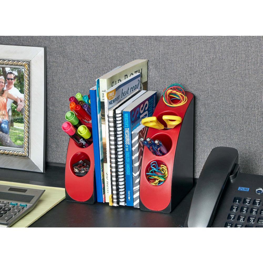 Adiroffice Smart Red Quarter Bookend Desk Organizer 651 02 Red