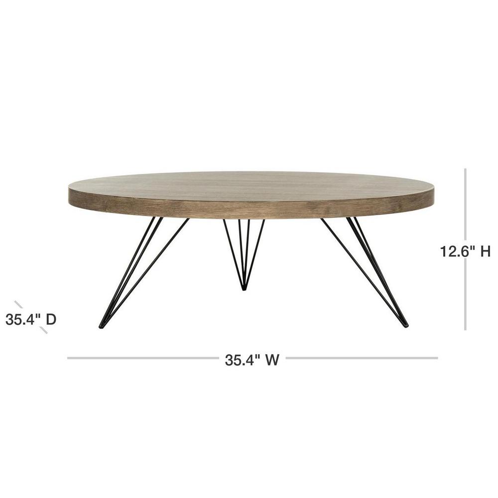 Safavieh Mansel Light Oak Black Retro Mid Century Round Coffee Safavieh Mansel Light Oak Black Retro