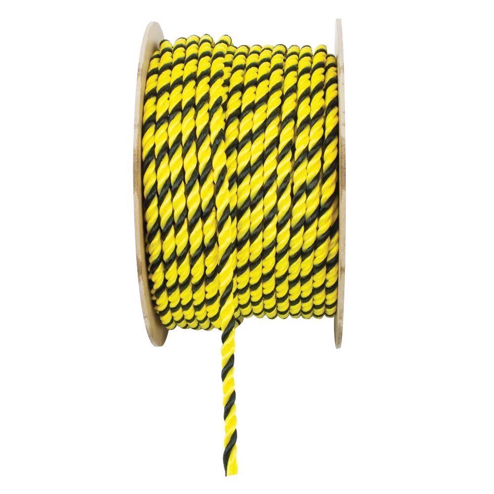Everbilt 1/2 in. x 1 ft. Yellow and Black Twisted Polypropylene Rope