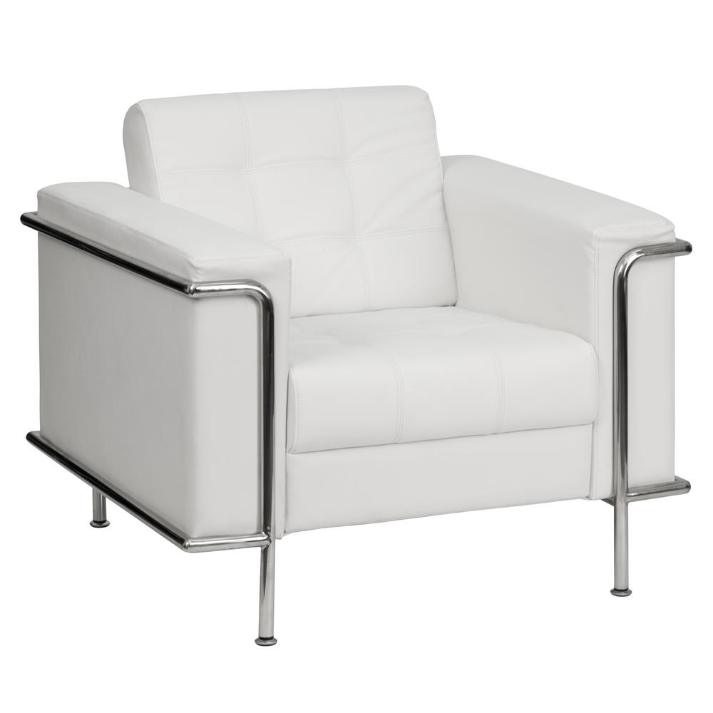 Hercules Lesley Series Contemporary White Leather Chair With Encasing Frame