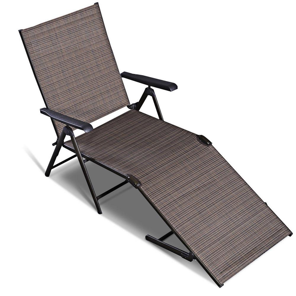 Costway Steel Pool Chair Recliner Patio Furniture Adjustable Outdoor Chaise Lounge Hw49889 The Home Depot