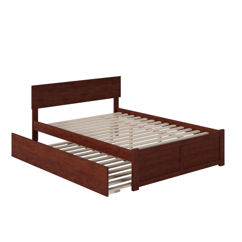 Atlantic Furniture Orlando Walnut Full Platform Bed With Flat Panel Foot Board And Twin Size Urban Trundle Bed Ar8132014 The Home Depot