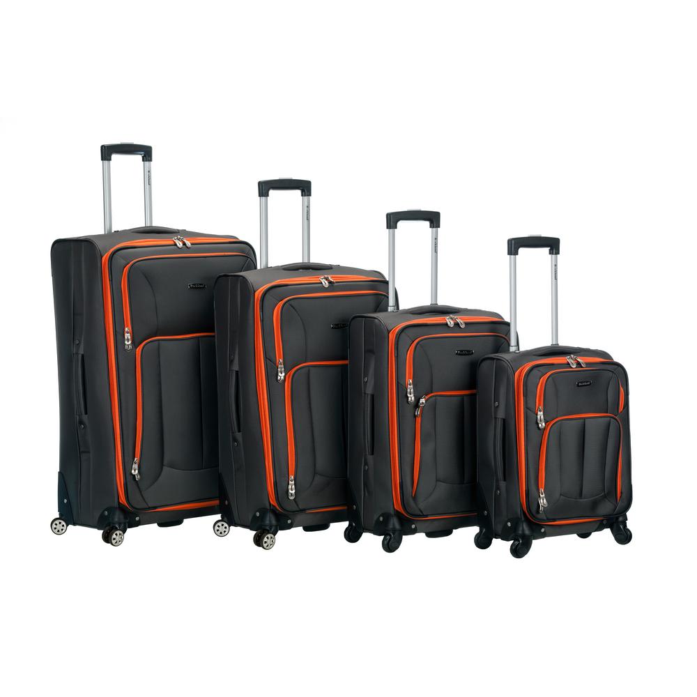 Rockland Rockland 4Piece Impact Spinner Softside Luggage Set, Charcoal