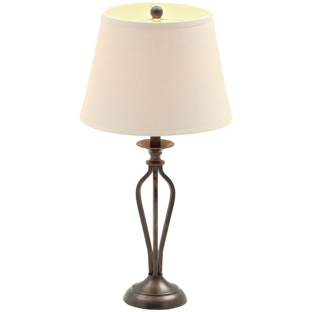 Rhodes 28 in. Bronze Table Lamp with Natural Linen Shade