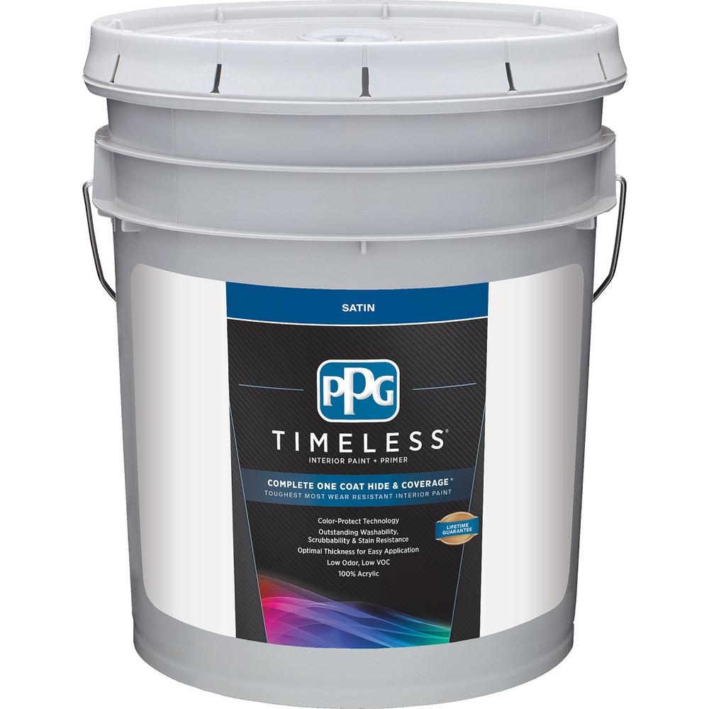 Ppg Timeless 5 Gal Pure White Base 1 Satin Interior Paint With 5 Gal Pure White Base 1 Satin Interior Paint With Primer