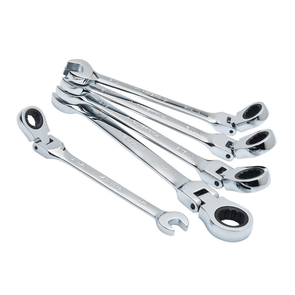 Husky SAE Flex Ratcheting Combination Wrench Set (5-Piece)-HFRW5PCSAE ...