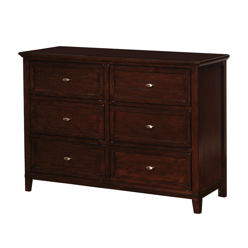 Unbranded Brogan 6-Drawers Brown Cherry Dresser 34 in. H x 17 in. W x ...