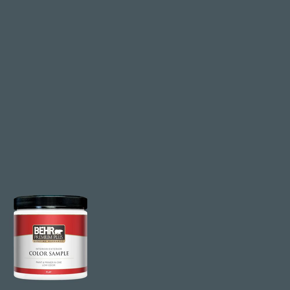 8 oz. #S470-7 Undersea Flat Interior/Exterior Paint and Primer in One Sample