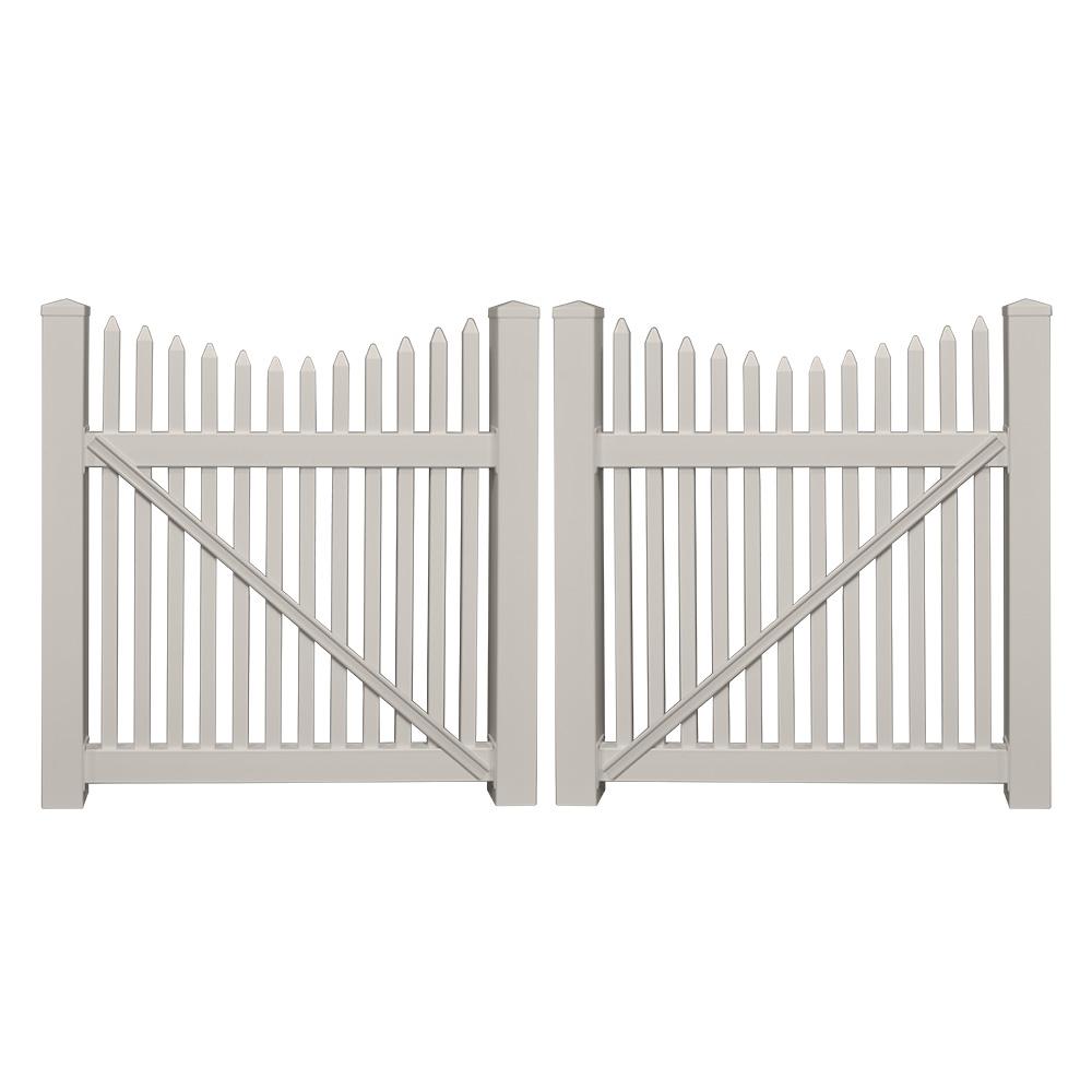 Weatherables Barrington 10 Ft W X 3 Ft H Tan Vinyl Picket Fence Double Gate Kit Includes Gate Hardware Dtpi 1 5nrsc 3x60 The Home Depot