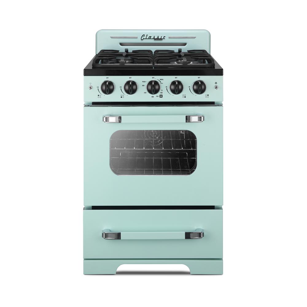 Unique Classic Retro 24 In 2 9 Cu Ft Gas Range With Convection Oven   Summer Mint Green Unique Single Oven Gas Ranges Ugp 24cr Lg 64 1000 