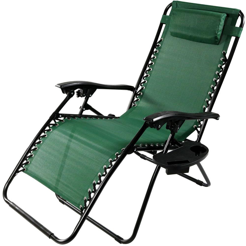 Sunnydaze Decor Oversized Forest Green Zero Gravity Sling Patio Lounge Chair With Cupholder Dl 786 The Home Depot