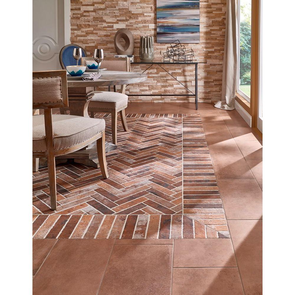 Msi Rustico Brick 2 1 3 In X 10 In Glazed Porcelain Floor And Wall Tile 5 17 Sq Ft Case