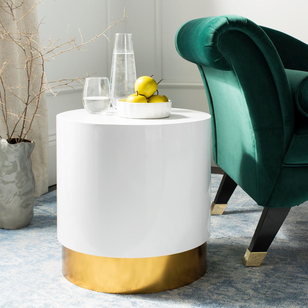 Safavieh Angelo White And Gold Side Table Acc3203a The Home Depot Safavieh Angelo White And Gold Side Table