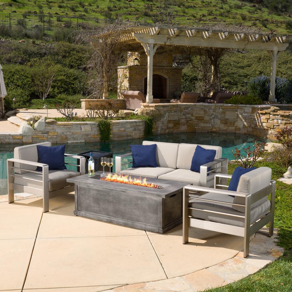 Noble House Cape C Khaki 5 Piece Aluminum Patio Fire Pit Conversation Set With Cushions 10024 The Home Depot - Patio Furniture With Fire Pit Home Depot Noble House Cape C Khaki 5 Piece Aluminum Patio Fire Pit Conversation Set With Cushions 10024 The Home Depot - Patio Furniture With Fire Pit Home Depot