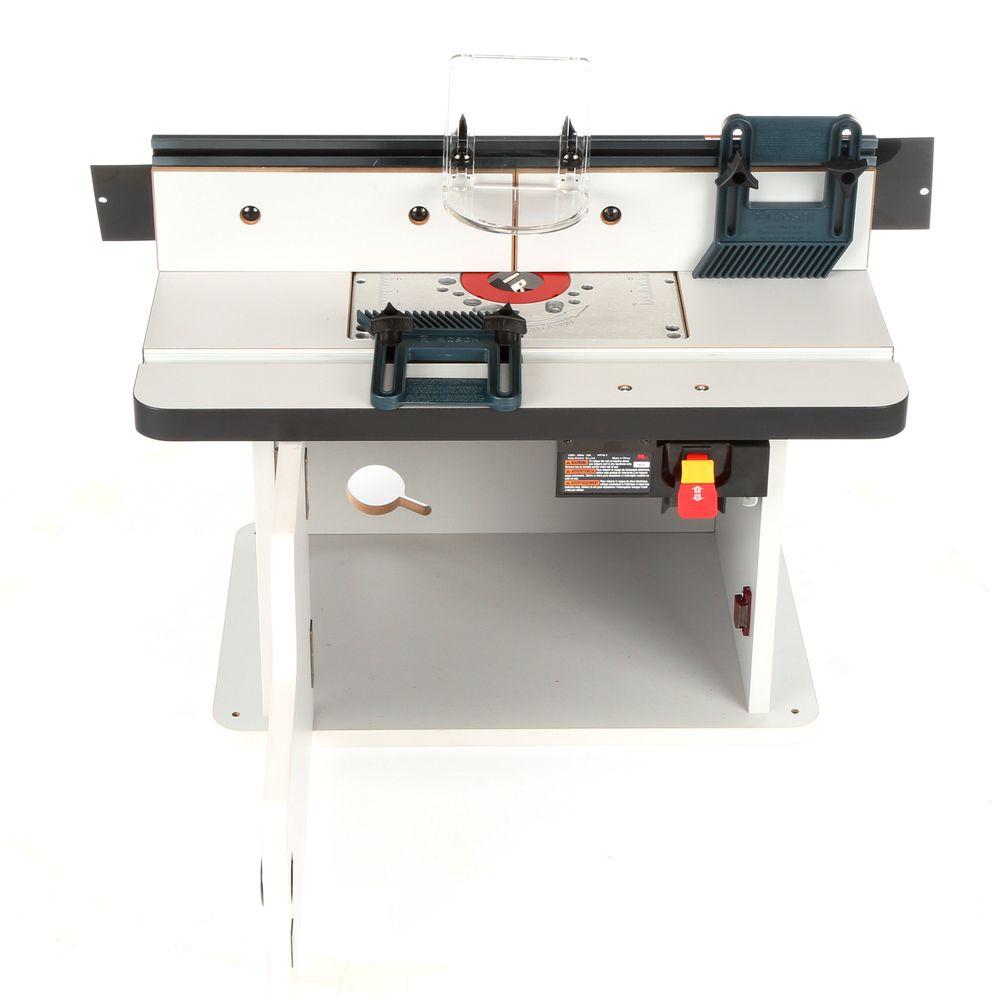 Router Table Benchtop Bosch Laminated 2 Dust Collection Ports Mounting eBay