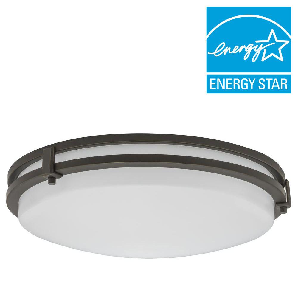 Bronze Integrated Led Flush Mount Lights Lighting The Home Depot Saturn 24 Watt Antique Bronze Integrated Led Flushmount