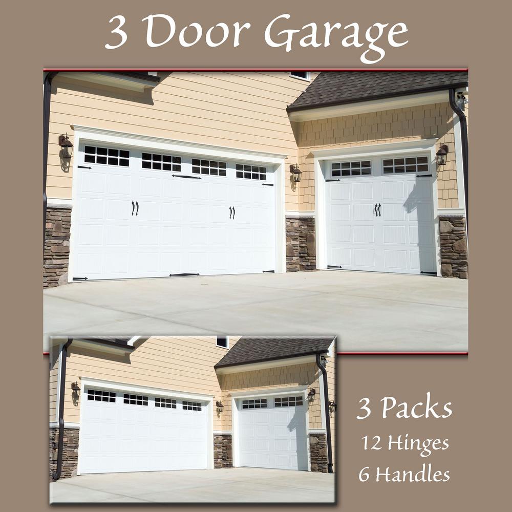 Household Essentials Decorative Magnetic Garage Hinges And Handles Set Of 2 In Black 240 The Home Depot - Magnetic Decorative Garage Door Hardware Kit