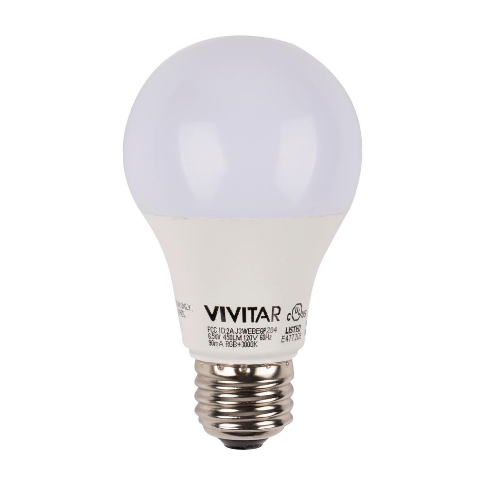 Vivitar 40W Equivalent 450-Lumen A19 Wi-Fi Smart Multi Colored LED