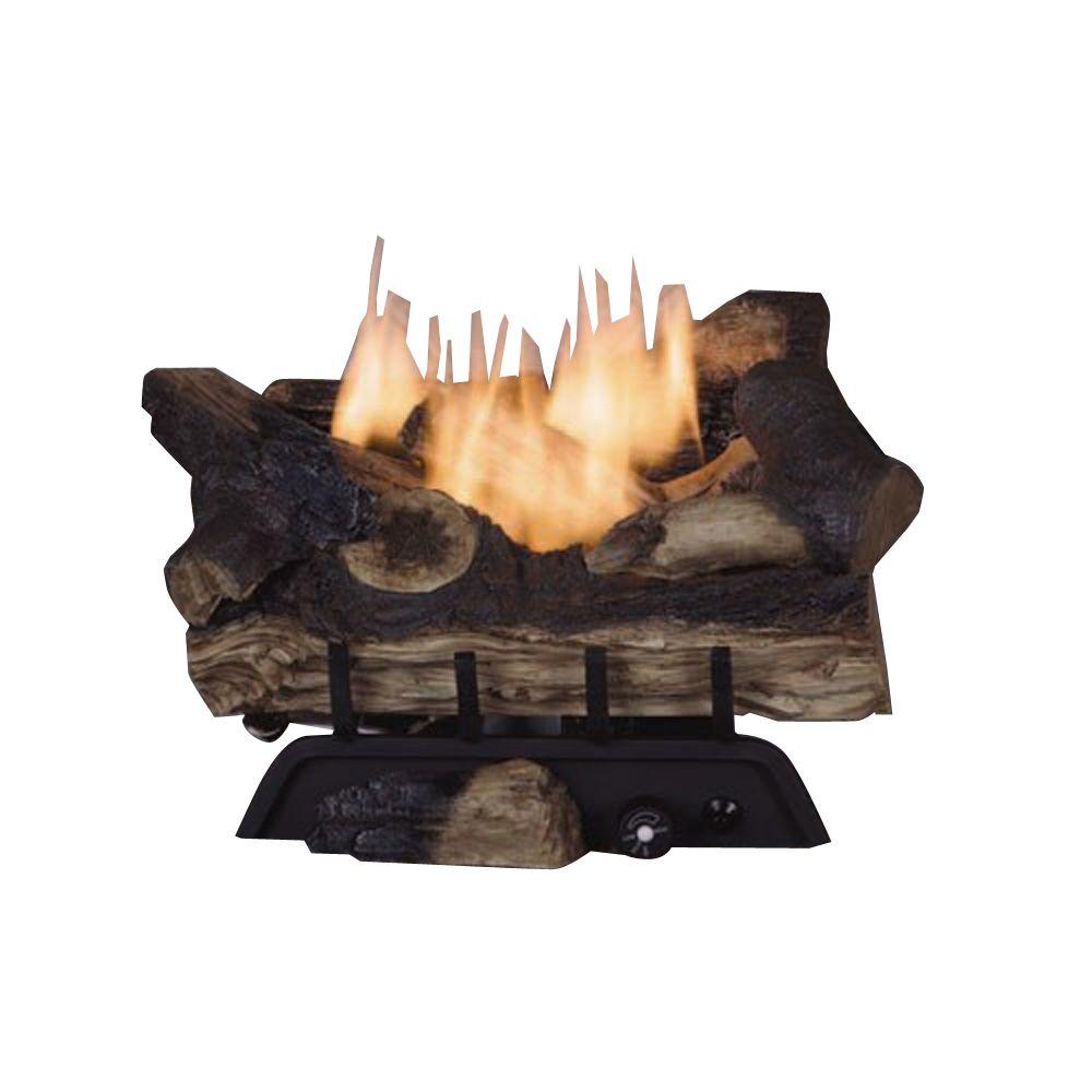 Emberglow - 24 in. Appalachian Oak Finish Vented Gas Log Set with Remote Control Natural Gas - Emits up to 40