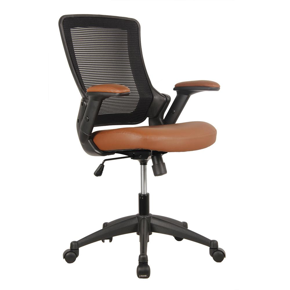 Techni Mobili Brown Mid Back Mesh Task Office Chair With Height Adjustable Arms Rta 8030 Brn The Home Depot