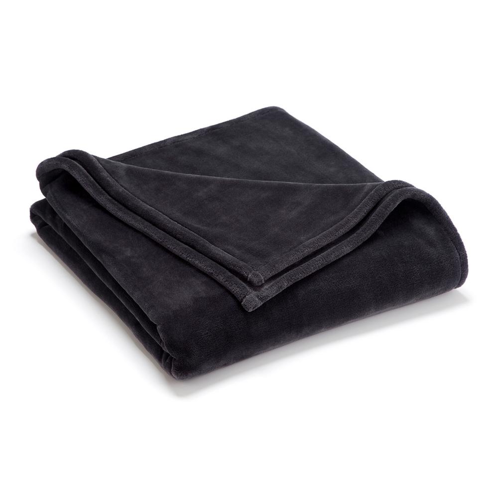 Vellux Plush Lux Grey Polyester King Blanket 088377051061 ...