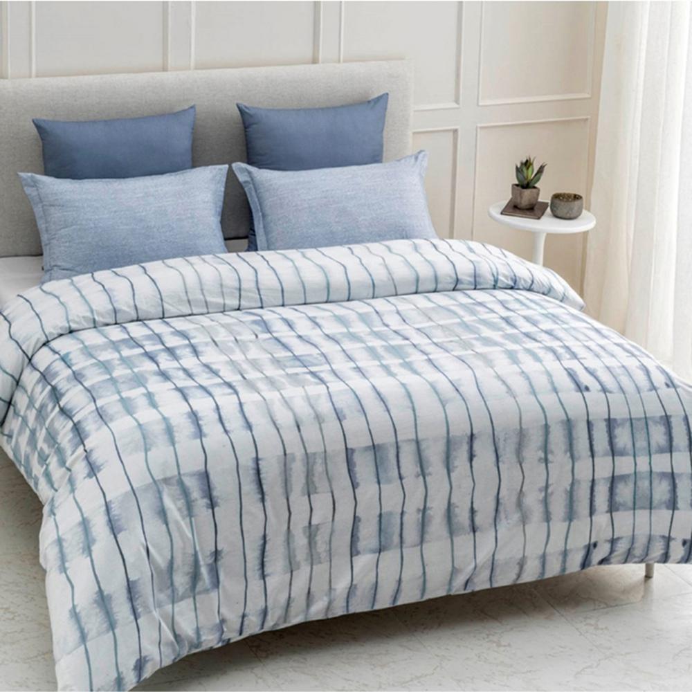 A1 Home Collections Echelon Wrinkle Resistant Reversible Print 100 Echelon Wrinkle Resistant Reversible Print 100 Organic Cotton Blue Queen Duvet Cover Set