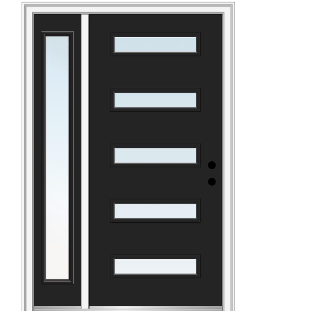 Mmi Door 51 In X 81 75 Davina Low E Glass Left Hand Inswing 5 Lite Modern Painted Steel Prehung Front With Sidelite