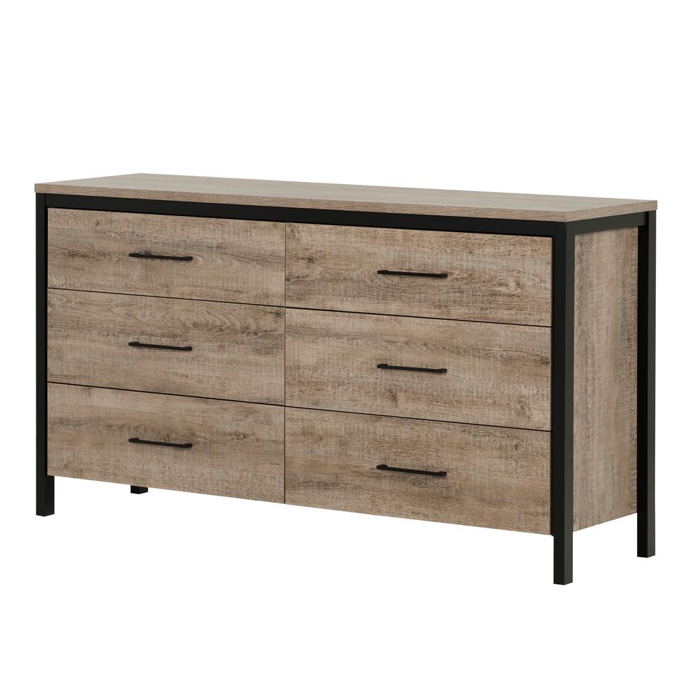 South Shore Munich 6 Drawer Weathered Oak Dresser 10491 The Home
