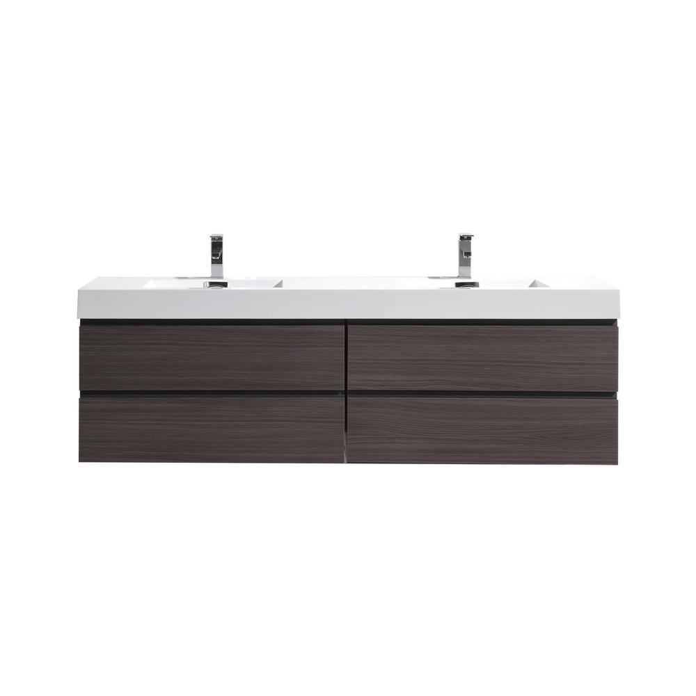 Fortune 72 In W Bath Vanity Dark Gray Oak With Reinforced Acrylic Top White Basins