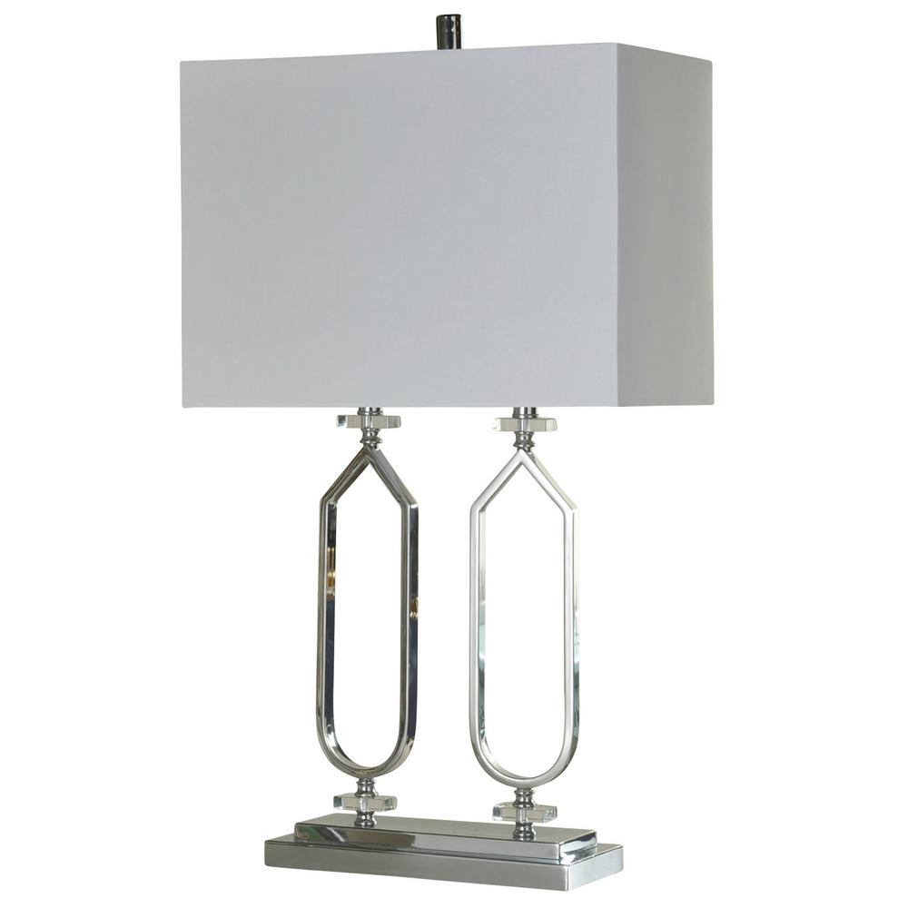 chrome and grey table lamp